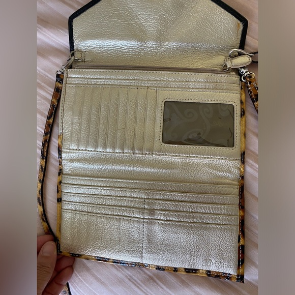 Brighton Leopard Patent Leather Envelope Cell Phone Organize Crossbody Clutch - Picture 7 of 15